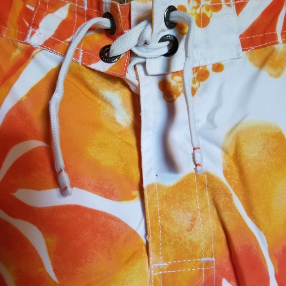 Authentic Goods USPA Men's Bathing Trunks Floral Print Orange White Sz XL - Picture 4 of 7